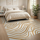 Wavy Beige Abstract Abstract Area Area Rug