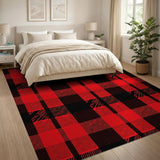 Distressed Red Black Buffalo Plaid Area Rug