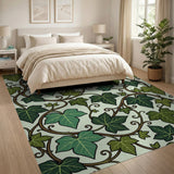 Green Ivy Vine Leaf Area Rug
