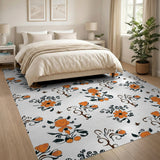 Orange Floral Swirl Vintage Area Rug