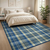 Navy Blue Plaid Check Blue and Teal Area Rug