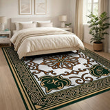 Green Gold Persian Border Area Rug