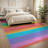 Vibrant Rainbow Serape Stripe Area Rug