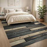 Rustic Farmhouse Rustic Barnwood Plank Area Rug
