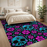 Day of the Dead Sugar Skull Floral Area Rug