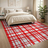 Red Bold Red Gingham Checkered Area Rug