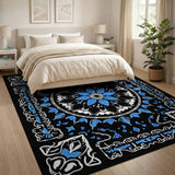 Geometric Modern Blue Mandala Geometric Area Rug
