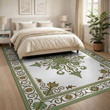 Ornate Green Medallion Floral Rug