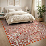 Red Geometric Labyrinth Area Rug