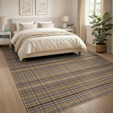 Rustic Farmhouse Brown Tan Plaid Rustic Area Rug