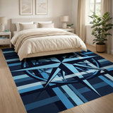 Navy Compass Plaid Area Rug