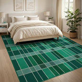 Green Plaid Geometric Modern Area Rug
