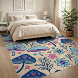 Multi-color and Patterns Boho Chic Whimsical Mushroom Meadow Area Rug
