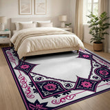 Ornate Pink Floral Persian Border Rug