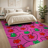 Cartoon Plug Cats Pink Area Rug