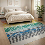Rainbow Gradient Geometric Area Rug