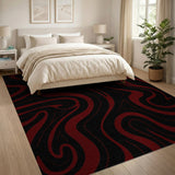 Swirling Red Abstract Area Rug