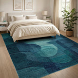 Teal Blue Whale Sharks Ocean Waves Rug