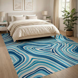 Blue Agate Swirl Abstract Area Rug