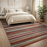 Vibrant Multi-Color Striped Multi-color and Patterns Area Rug