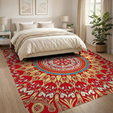 Traditional Persian Red Red Mandala Persian Area Rug
