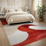 Abstract Area Red Abstract Wave Area Rug