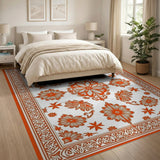 Orange Vibrant Orange Persian Floral Area Rug