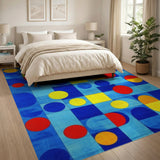 ODIKA Modern Abstract Geometric Washable Rug - Low Pile Non-Slip Area Rug for Living Room & Kids Room