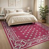 Ornate Pink Persian Rug with Geometric Motifs