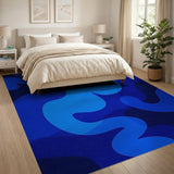 Wavy Blue Abstract Abstract Area Area Rug
