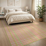 Orange Green Checkered Plaid Area Rug