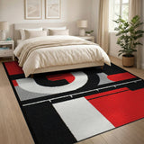 Multi-color and Patterns Geometric Modern Bold Red Geometric Abstract Area Rug