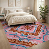 Ornate Pink Persian Motif Area Rug