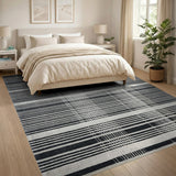 Black and White Black White Plaid Stripe Area Rug