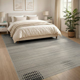 Beige Black Geometric Modern Area Rug