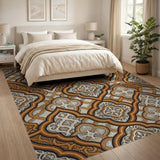 Traditional Persian Burnt Orange Persian Medallion Area Rug