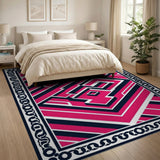 Geometric Modern Pink Bold Pink Maze Geometric Area Rug