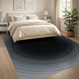 Grayscale Concentric Circles Modern Area Rug