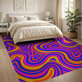 Vibrant Psychedelic Wave Area Rug
