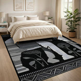 Black and White Black White Tribal Elephant Area Rug