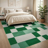 Green Block Geometric Area Rug