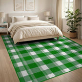 Green White Gingham Check Area Rug