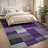 Purple Geometric Modern Purple Grey Geometric Abstract Area Rug