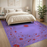 Purple Floral Border Vintage Area Rug
