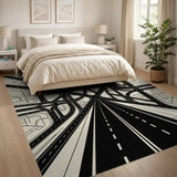 Abstract Urban Highway Interchange Rug