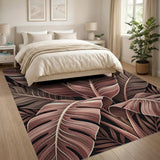 Pink Monstera Leaves Area Rug