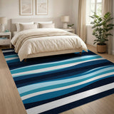 Layered Blue Waves Coastal Area Rug