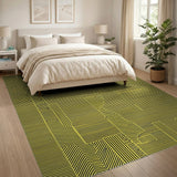 Bold Yellow Black Stripe Geometric Rug