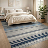 Navy Blue Gray Striped Area Rug