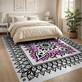 Pink Pink Mandala Persian Area Rug
